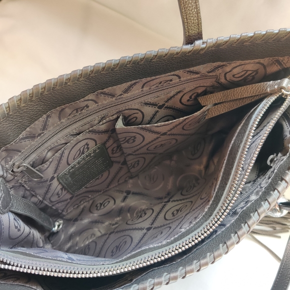 Brighton Leather Gabriella Medallion Tote Bag Retired Design Rare Pewter - Picture 8 of 10